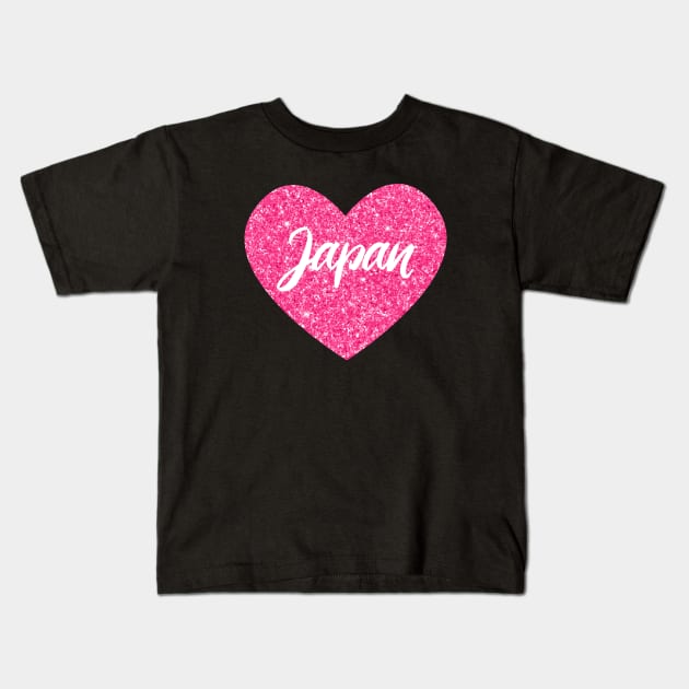 I Love Japan Pink Heart Gift for Women and Girls Kids T-Shirt by JKFDesigns